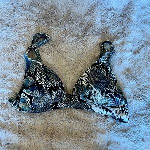 Blue snake print bikini top